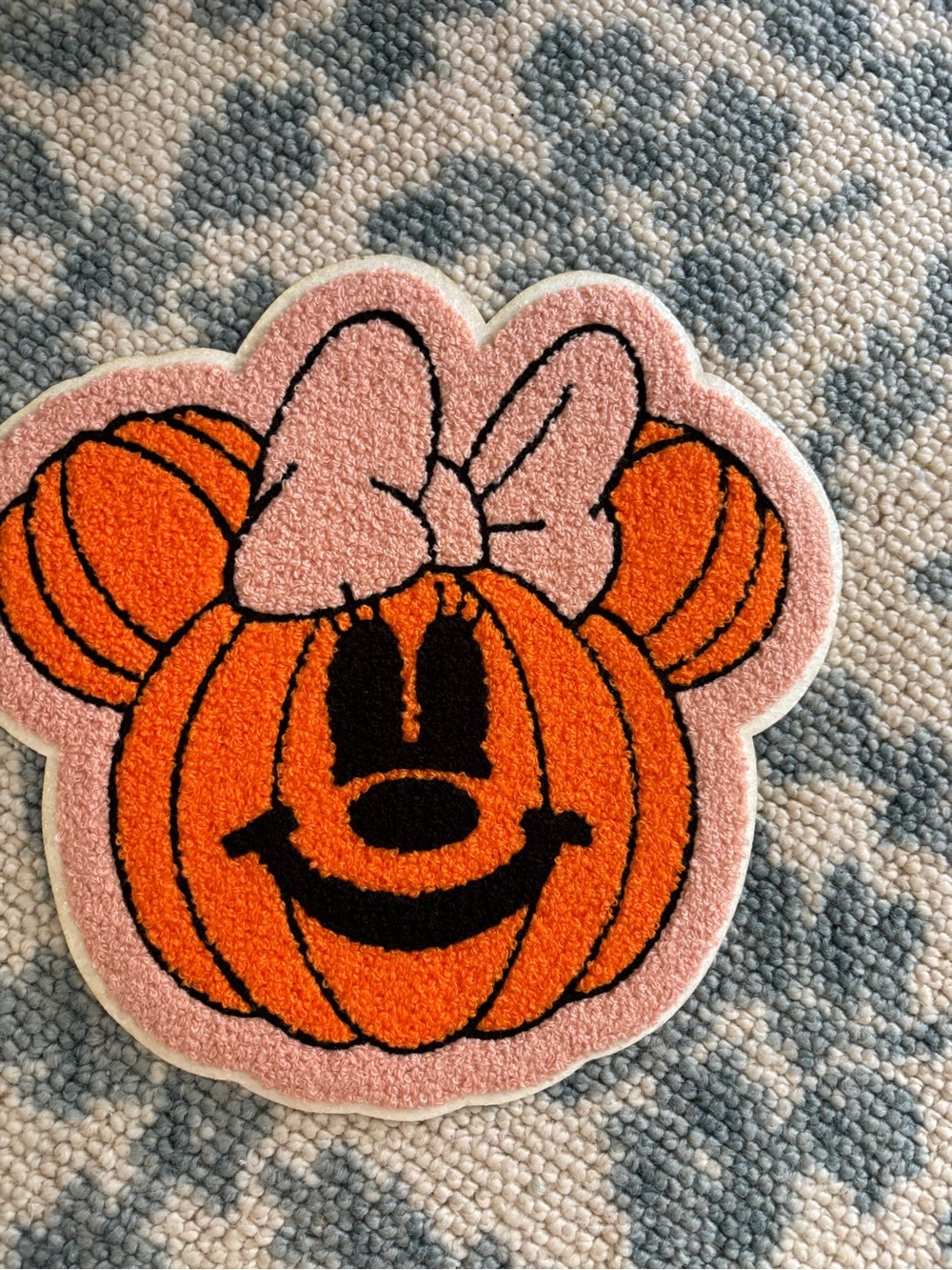 IRON ON PATCH - Minnie Pumpkin Patch Appliqué Patch - Orange & Pink